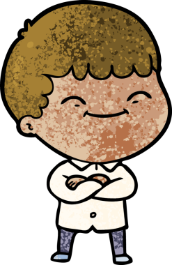 Bir insan tarafından çizilmiş mutlu çocuk çizgi filmi.