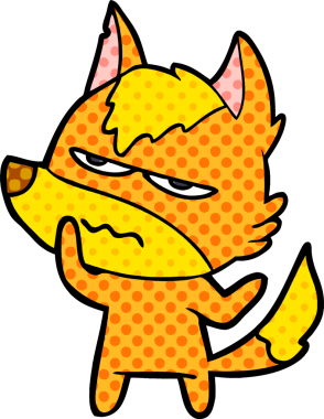 Bir insan tarafından çizilmiş tilki çizgi film karakteri