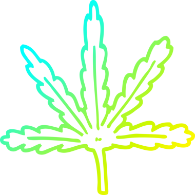 Bir insan tarafından çizilen marihuana yaprağının soğuk gradyan çizgisi.