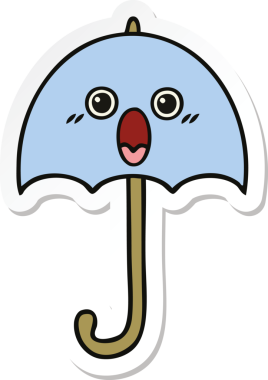 Bir insan tarafından çizilmiş şirin bir şemsiye çıkartması.