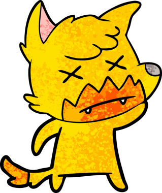 Ölü tilki çizgi film karakteri bir insan tarafından çizilmiş.