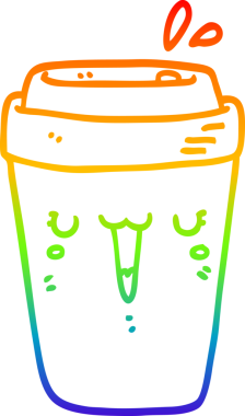 gökkuşağı gradyan çizgi çizimi bir insan tarafından çizilmiş bir kahve fincanı