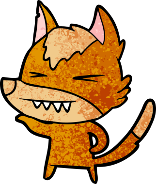 Bir insan tarafından çizilmiş tilki çizgi film karakteri