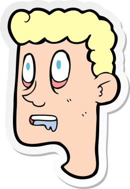 Bir insan tarafından çizilmiş salyaları akan bir karikatür çıkartması.