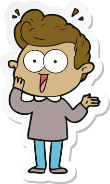 Bir insan tarafından çizilmiş, dik dik bakan bir çizgi film çıkartması.