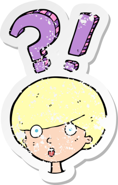 Çizgi filmin gerilimli retro çıkartması bir insan tarafından çizilmiş korkmuş çocuk.