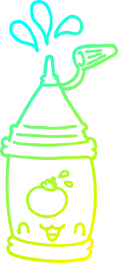 Bir insan tarafından çizilmiş ketçap şişesinin soğuk gradyan çizgisi.