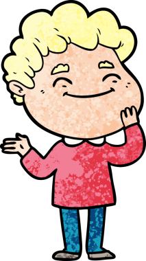 Bir insan tarafından çizilmiş çizgi film dostu bir adam.