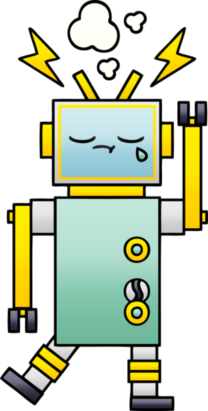 Bir insan tarafından çizilmiş bir robotun gölgelenmiş çizimi