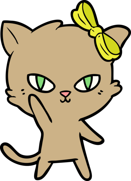 Bir insan tarafından çizilmiş sevimli çizgi film kedisi.