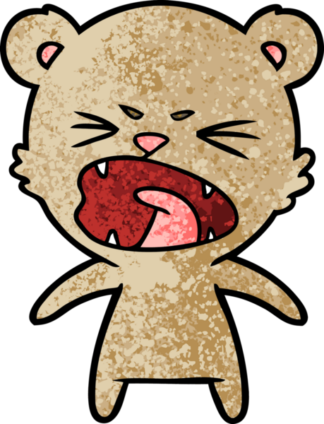 Bir insan tarafından çizilmiş kızgın çizgi film ayısı.