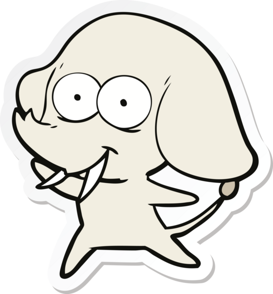 Bir insan tarafından çizilmiş mutlu bir filin çıkartması.