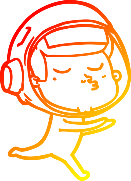 Bir insan tarafından çizilmiş kendinden emin bir astronotun sıcak çizgi çizimi