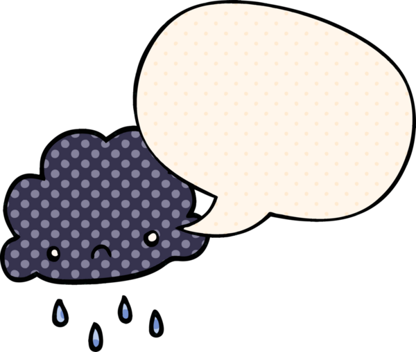 Bir insan tarafından çizilmiş çizgi roman tarzında konuşma baloncuğu olan karikatür fırtına bulutu