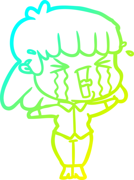 Bir insan tarafından çizilmiş göz yaşları içinde bir çizgi film kadını çizimi.