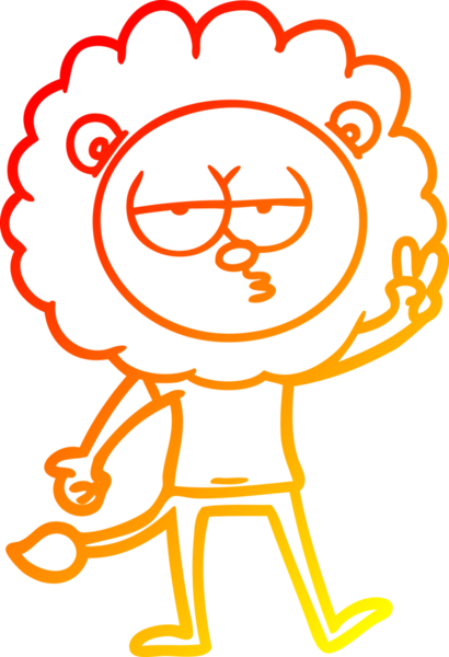 Bir insan tarafından çizilen ve canı sıkılan bir aslanın sıcak çizgi çizimi.