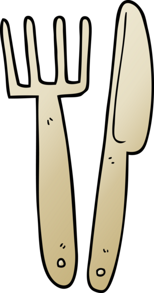 Bir insan tarafından çizilmiş plastik bıçak ve çatal.