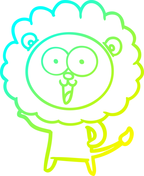 Bir insan tarafından çizilmiş mutlu çizgi film aslanı çizimi.