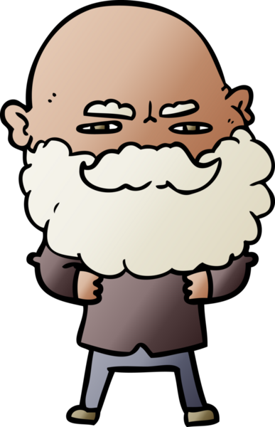 Bir insan tarafından çizilmiş sakallı bir çizgi film adamı.