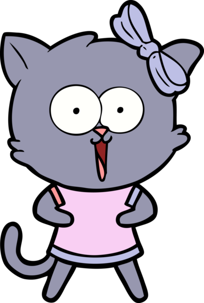 Bir insan tarafından çizilmiş çizgi film kedisi.