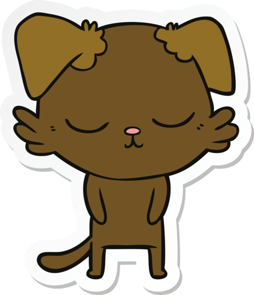 Bir insan tarafından çizilmiş şirin bir köpeğin çıkartması.