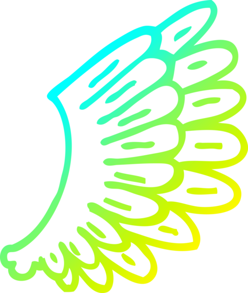 Bir insan tarafından çizilmiş bir melek kanadının soğuk çizgi çizimi.