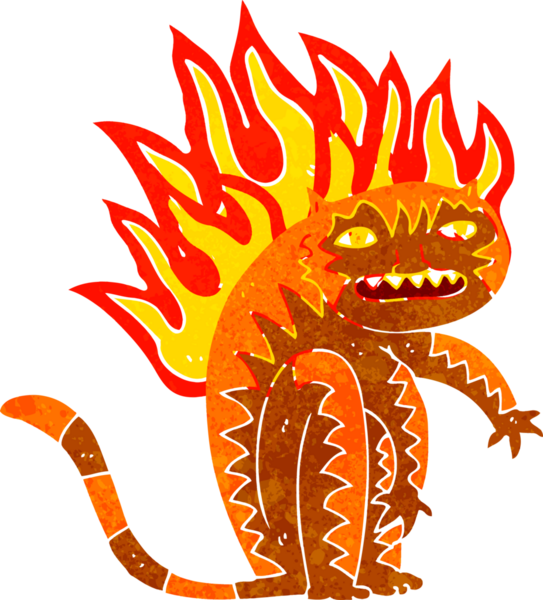 Kaplan bir insan tarafından çizilmiş parlak bir şekilde yanıyor.