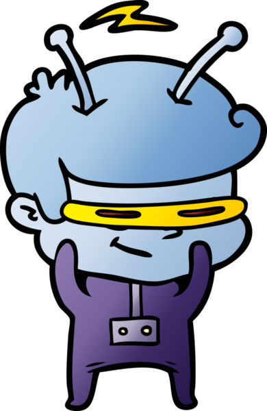 Bir insan tarafından çizilmiş utangaç çizgi film uzay adamı.