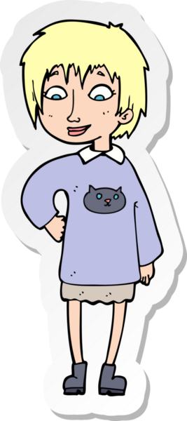 Bir insan tarafından çizilmiş bir karikatür kadının çıkartması.