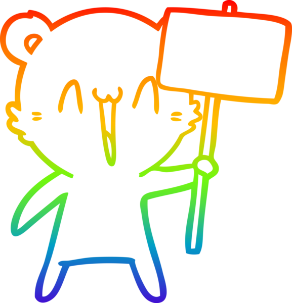 gökkuşağı gradyanı çizimi bir insan tarafından çizilmiş mutlu ayı karikatürü