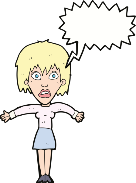 Bir insan tarafından çizilmiş konuşma balonuyla şok olmuş bir karikatür.