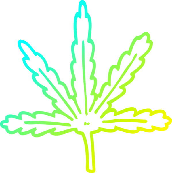 Bir insan tarafından çizilen marihuana yaprağının soğuk gradyan çizgisi.