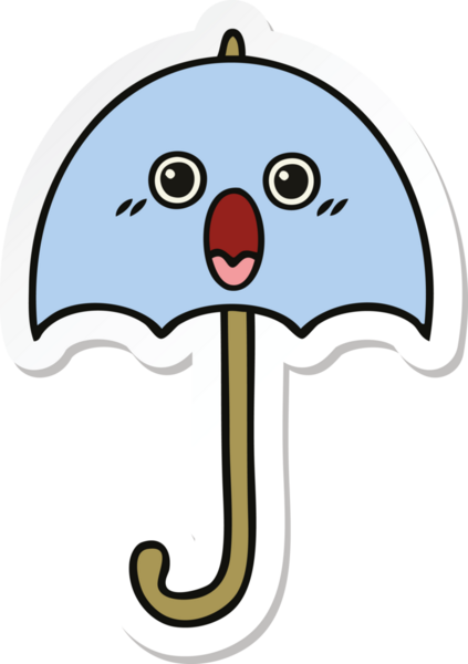 Bir insan tarafından çizilmiş şirin bir şemsiye çıkartması.