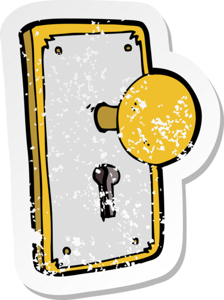 Bir insan tarafından çizilmiş karikatür kapısının gerilmiş çıkartması.