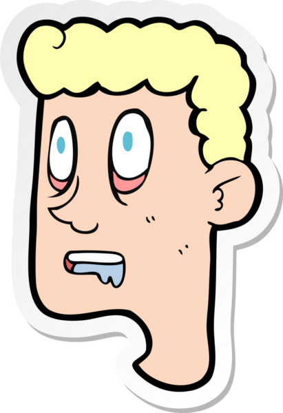 Bir insan tarafından çizilmiş salyaları akan bir karikatür çıkartması.