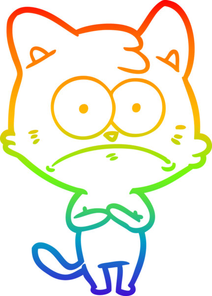 Gökkuşağı gradyan çizgi çizimi Bir insan tarafından çizilmiş gergin kedi