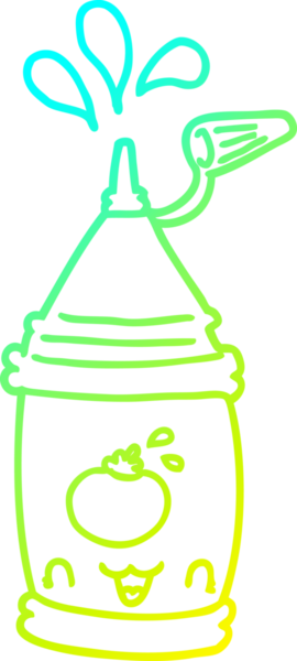 Bir insan tarafından çizilmiş ketçap şişesinin soğuk gradyan çizgisi.