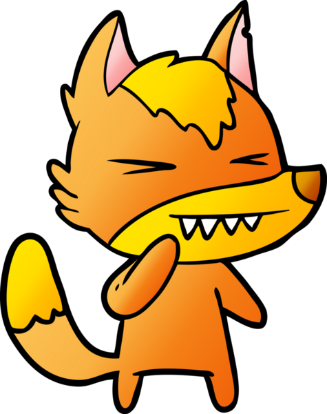 Bir insan tarafından çizilmiş tilki çizgi film karakteri