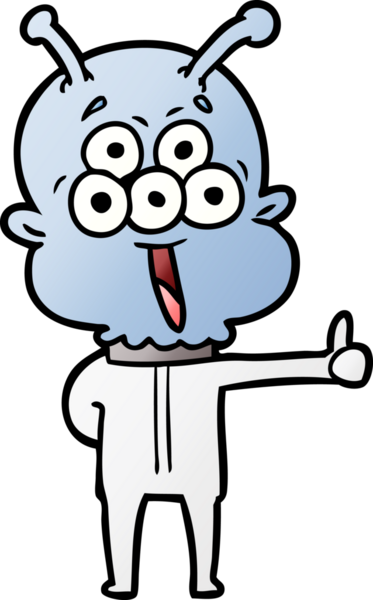 Bir insan tarafından çizilmiş mutlu bir uzaylı çizgi filmi.