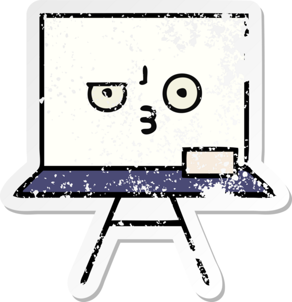 Bir insan tarafından çizilmiş beyaz bir karikatür çıkartması.