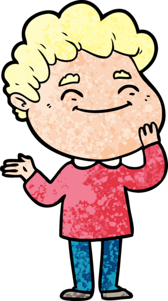 Bir insan tarafından çizilmiş çizgi film dostu bir adam.