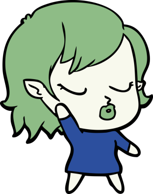 Bir insan tarafından çizilmiş şirin vampir kız çizgi filmi.