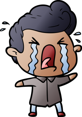 Bir insan tarafından çizilmiş ağlayan bir karikatür.