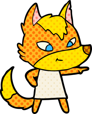 Bir insan tarafından çizilmiş tilki çizgi film karakteri