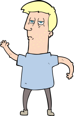 Bir insan tarafından çizilmiş sıkıcı bir çizgi film.