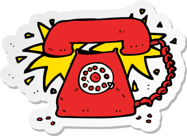 Bir insan tarafından çizilmiş telefon çalan çizgi film etiketi.