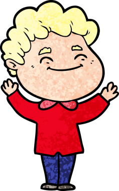 Bir insan tarafından çizilmiş çizgi film dostu bir adam.