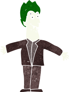 Bir insan tarafından çizilmiş vampir adam çizgi filmi.