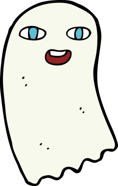 Bir insan tarafından çizilmiş komik çizgi film hayaleti.