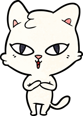 Bir insan tarafından çizilmiş çizgi film kedisi.